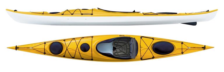 Havkajak set fra siden og fra oven