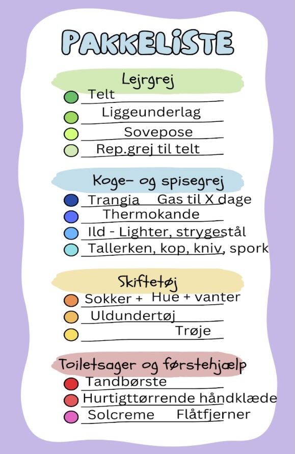 Pakkeliste til en tur i havkajak