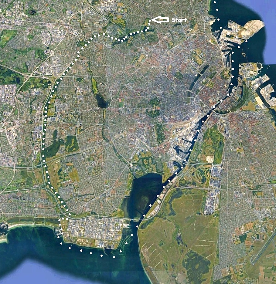 Kort over kajakruten Søborg til Avedøre