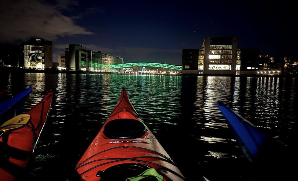 Aftenroning i kajak i Københavns havn